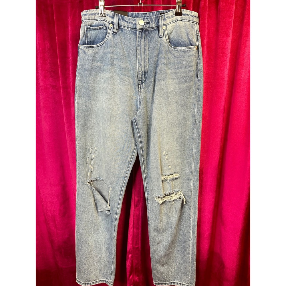 Blank NYC The Howard High Rise Distressed Straight Leg Mom Light Wash Blue 27